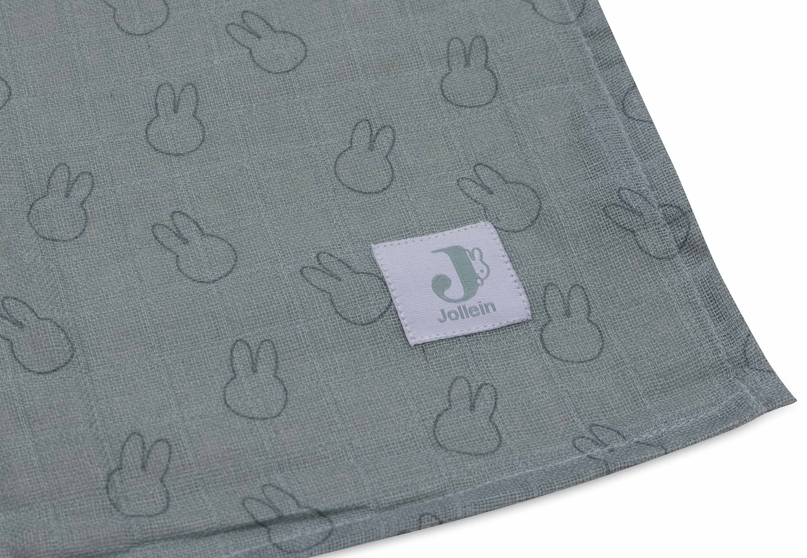 Lange Gaze de Coton Large 115x115cm Miffy Silhouettes - Sea Green - 2 Unités