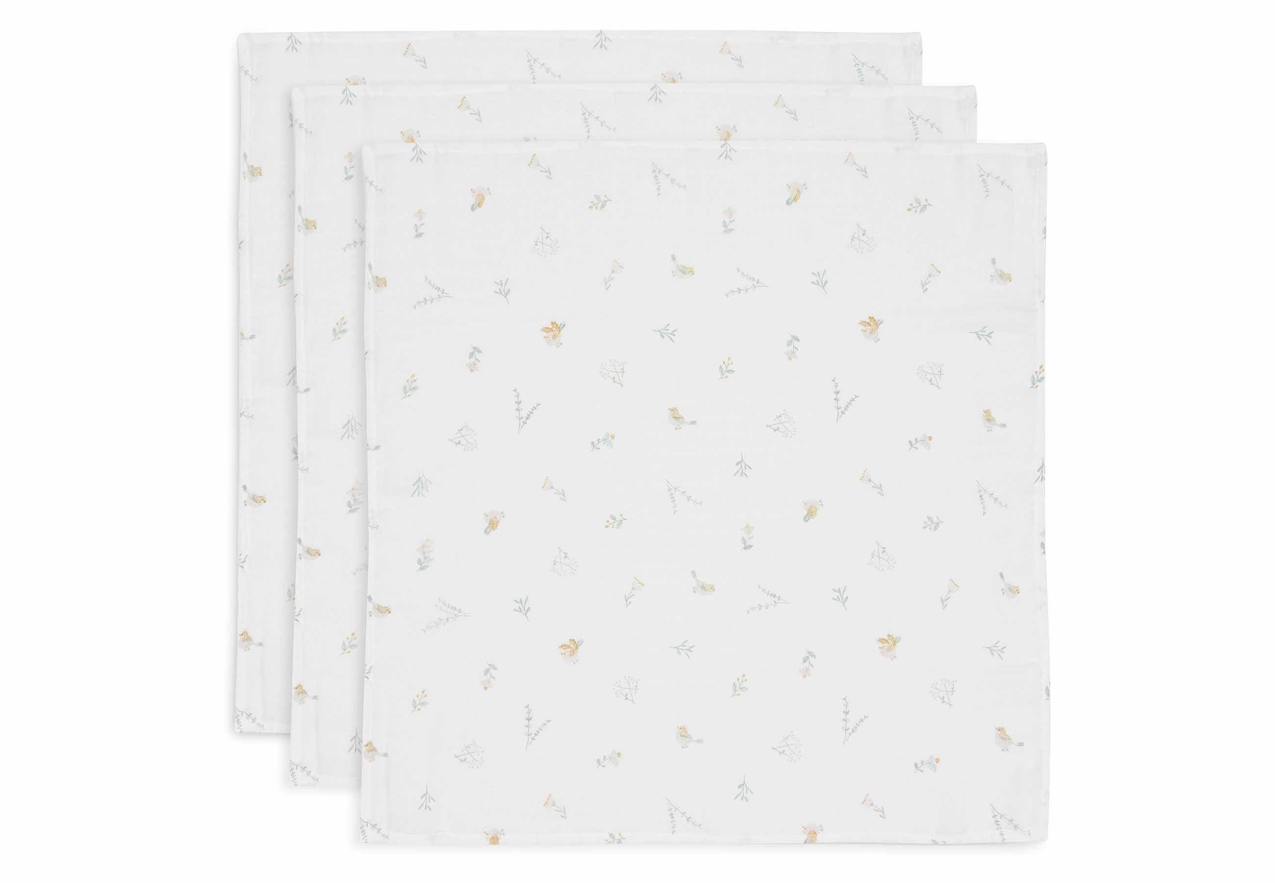 Lange Gaze de Coton Small 70x70cm - Lovely Birds - 3 Unités