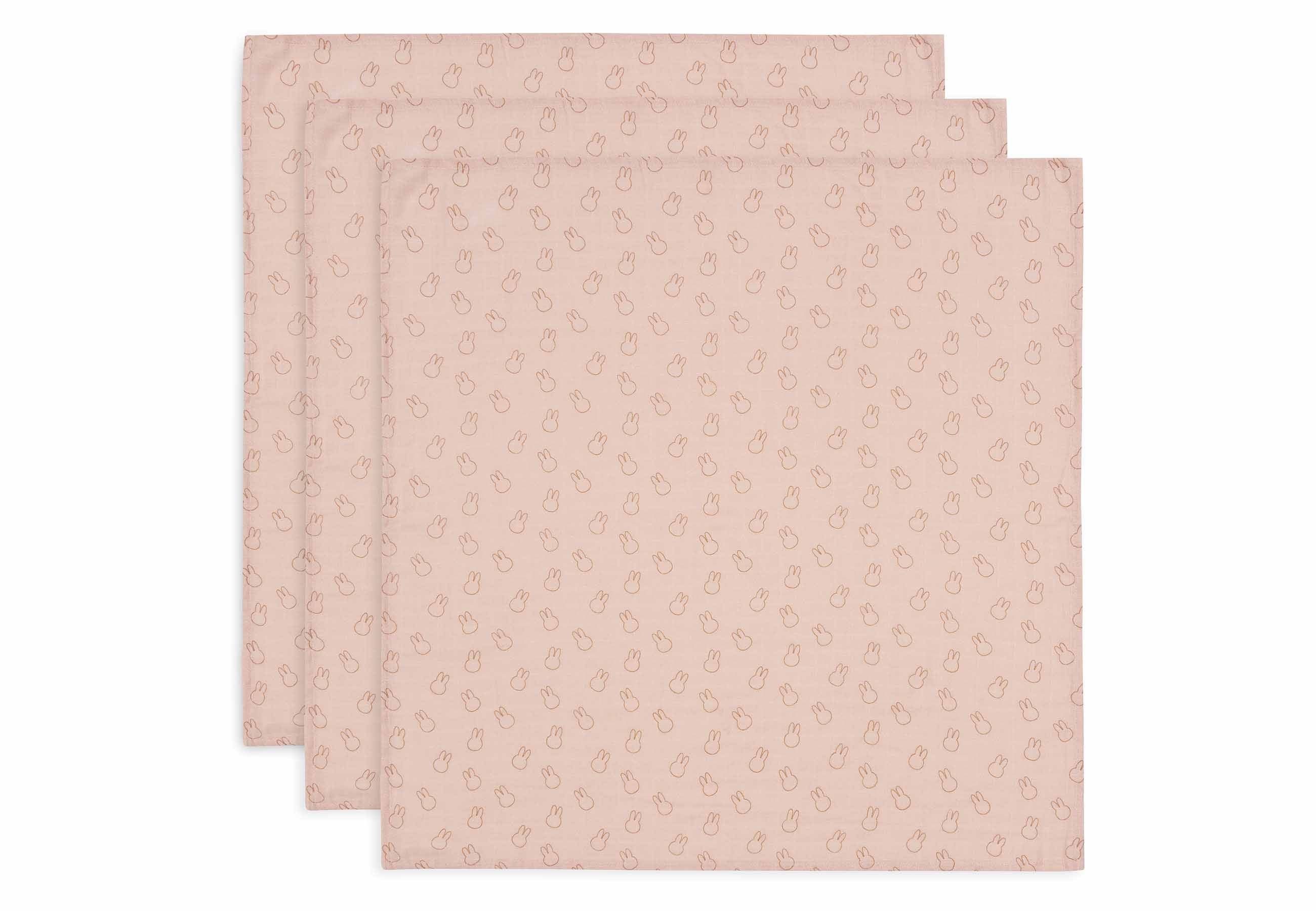Lange Gaze de Coton Small 70x70cm Miffy Silhouettes - Wild Rose - 3 Unités