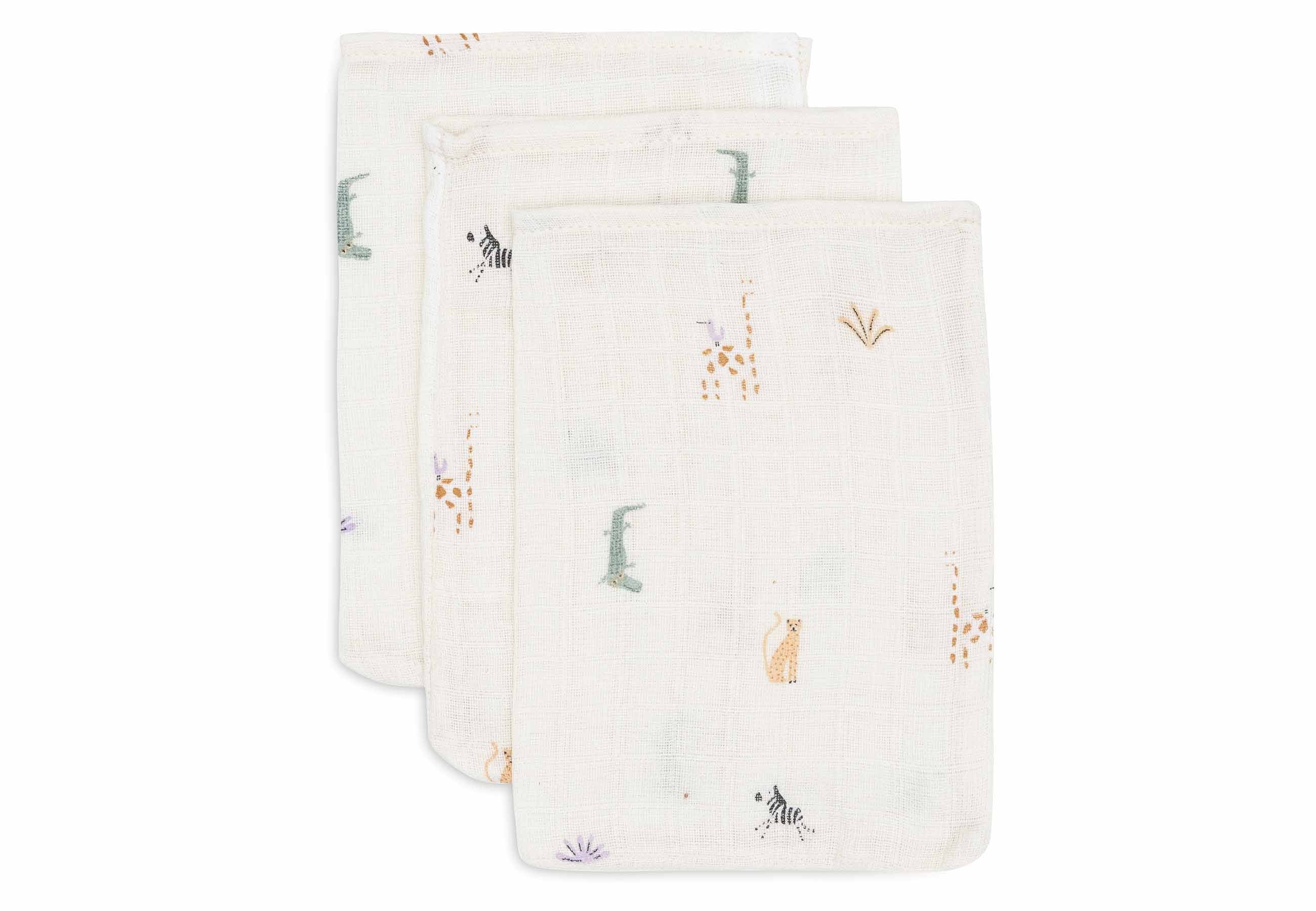 Gant de Toilette Gaze de Coton - Jungle Jambo - 3 Unités
