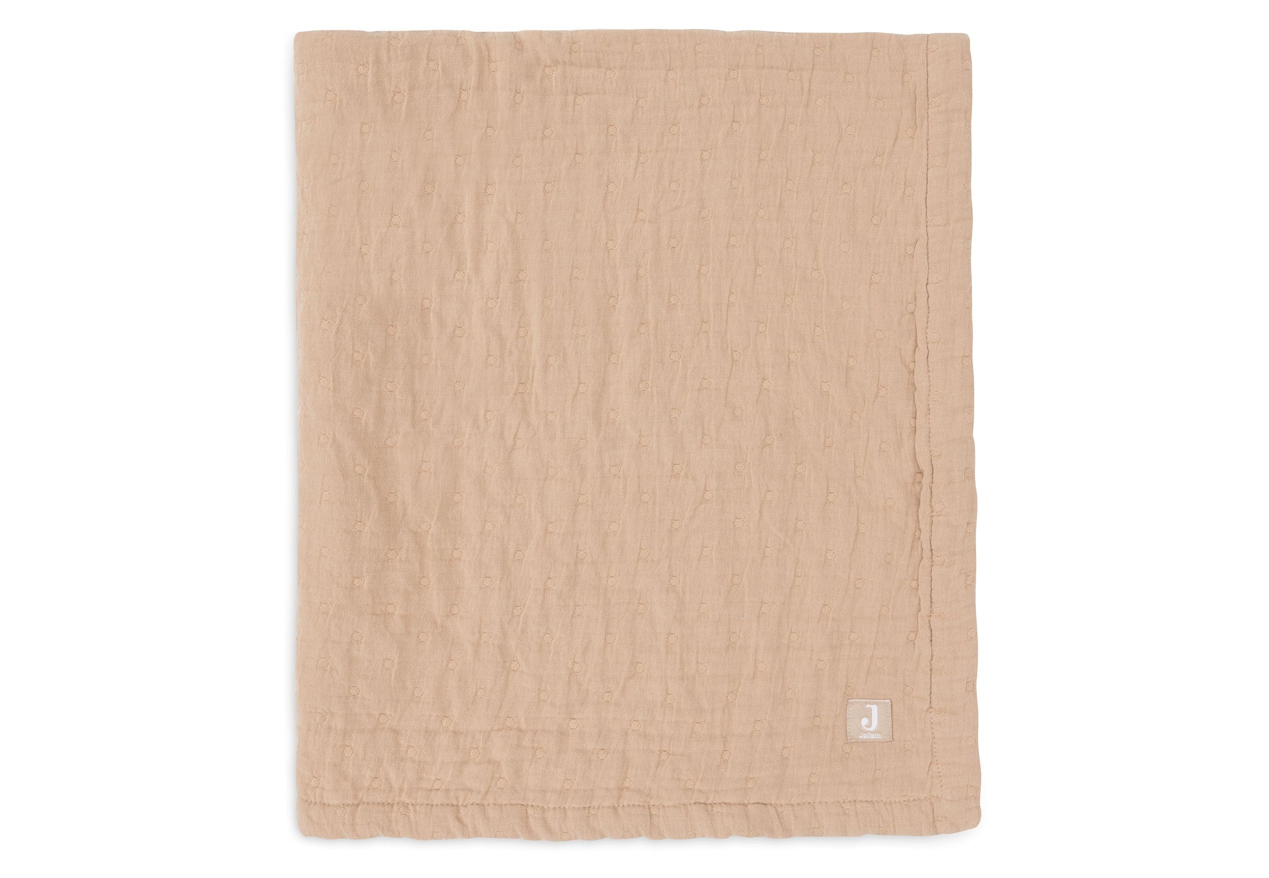 Couverture Berceau Gaze De Coton 75x100cm Jacquard - Biscuit - GOTS