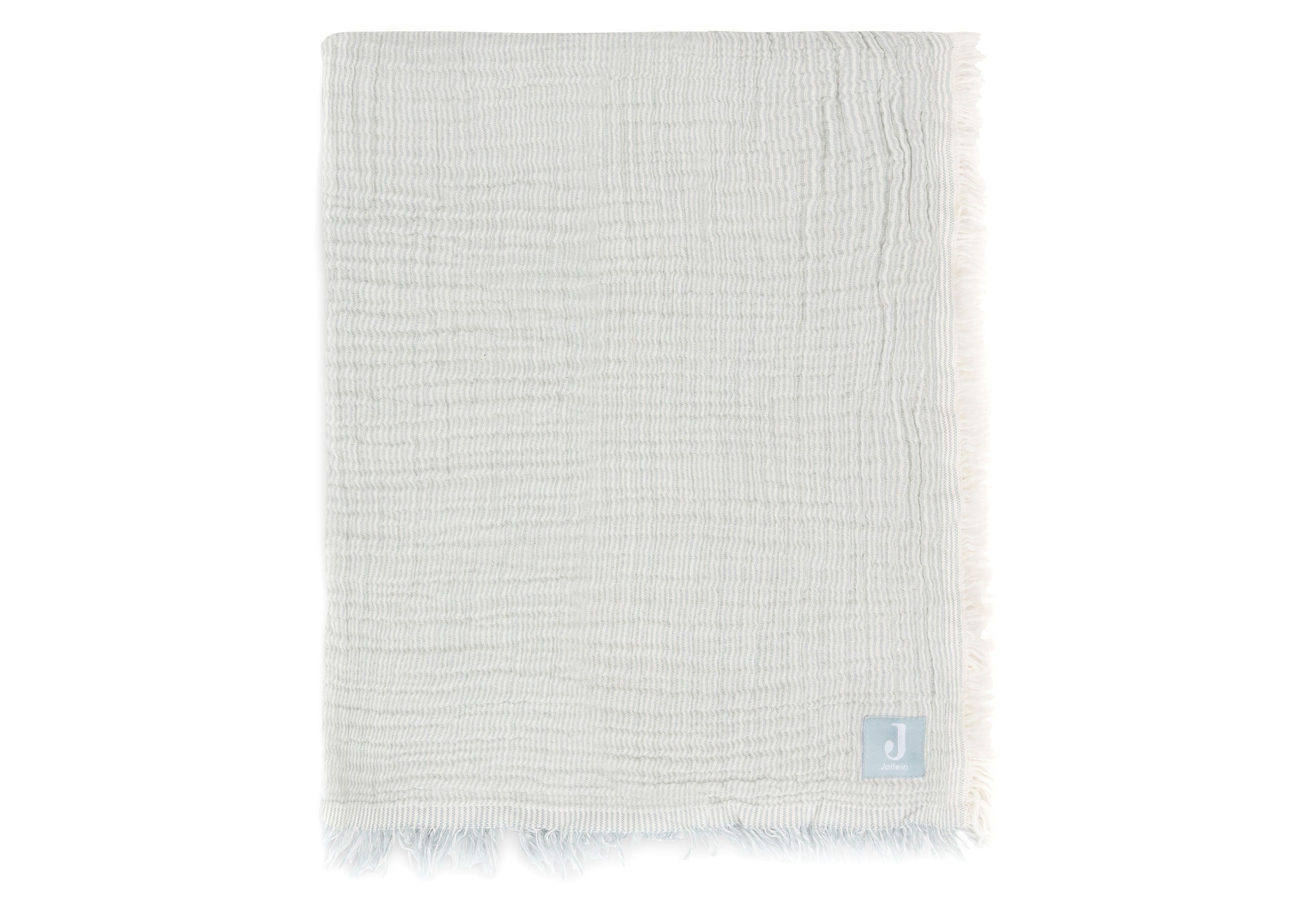 Couverture Berceau Gaze De Coton 75x100cm Fringe Stripe - Sea Green