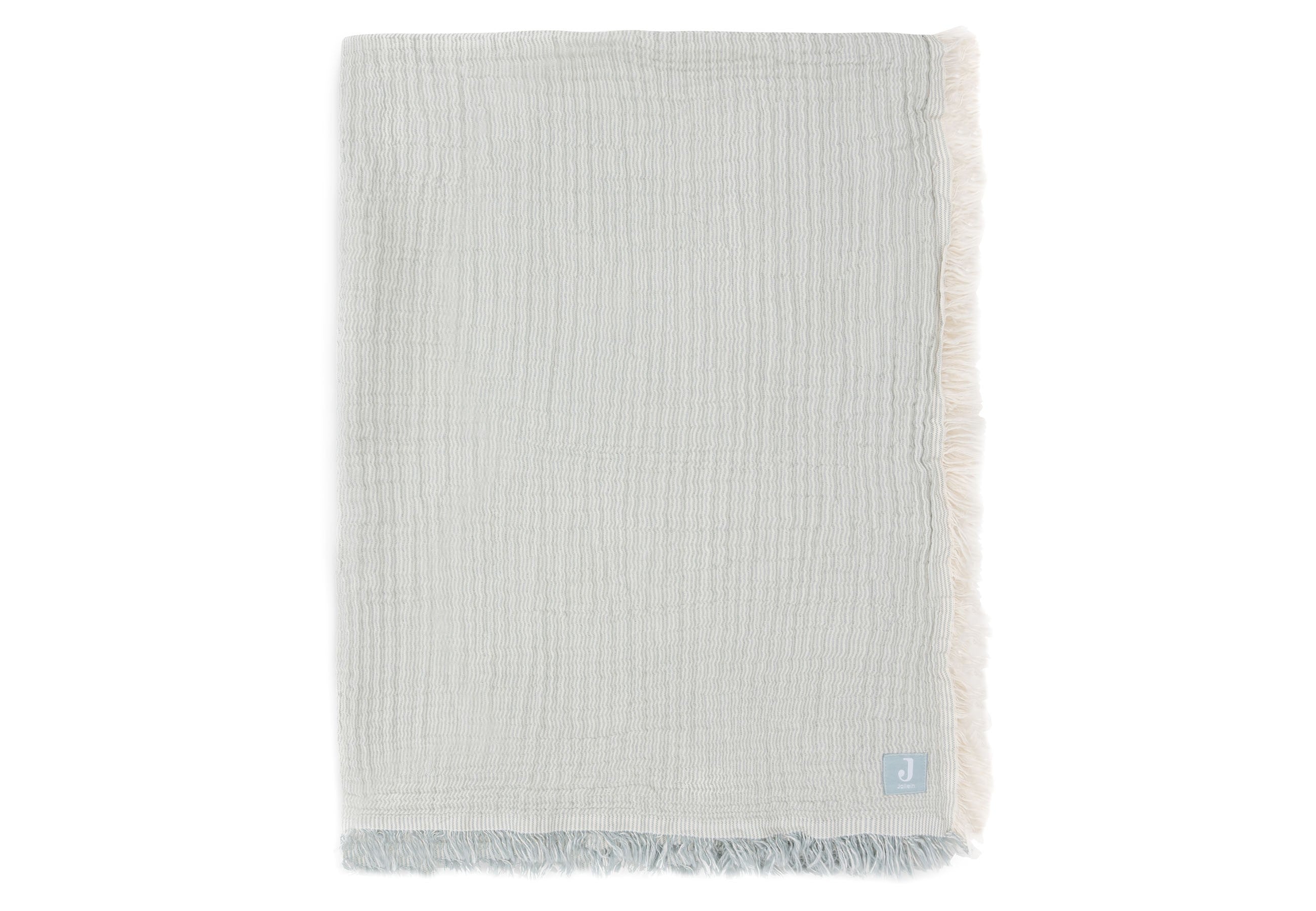 Couverture Gaze De Coton 120x120cm Fringe Stripe - Sea Green