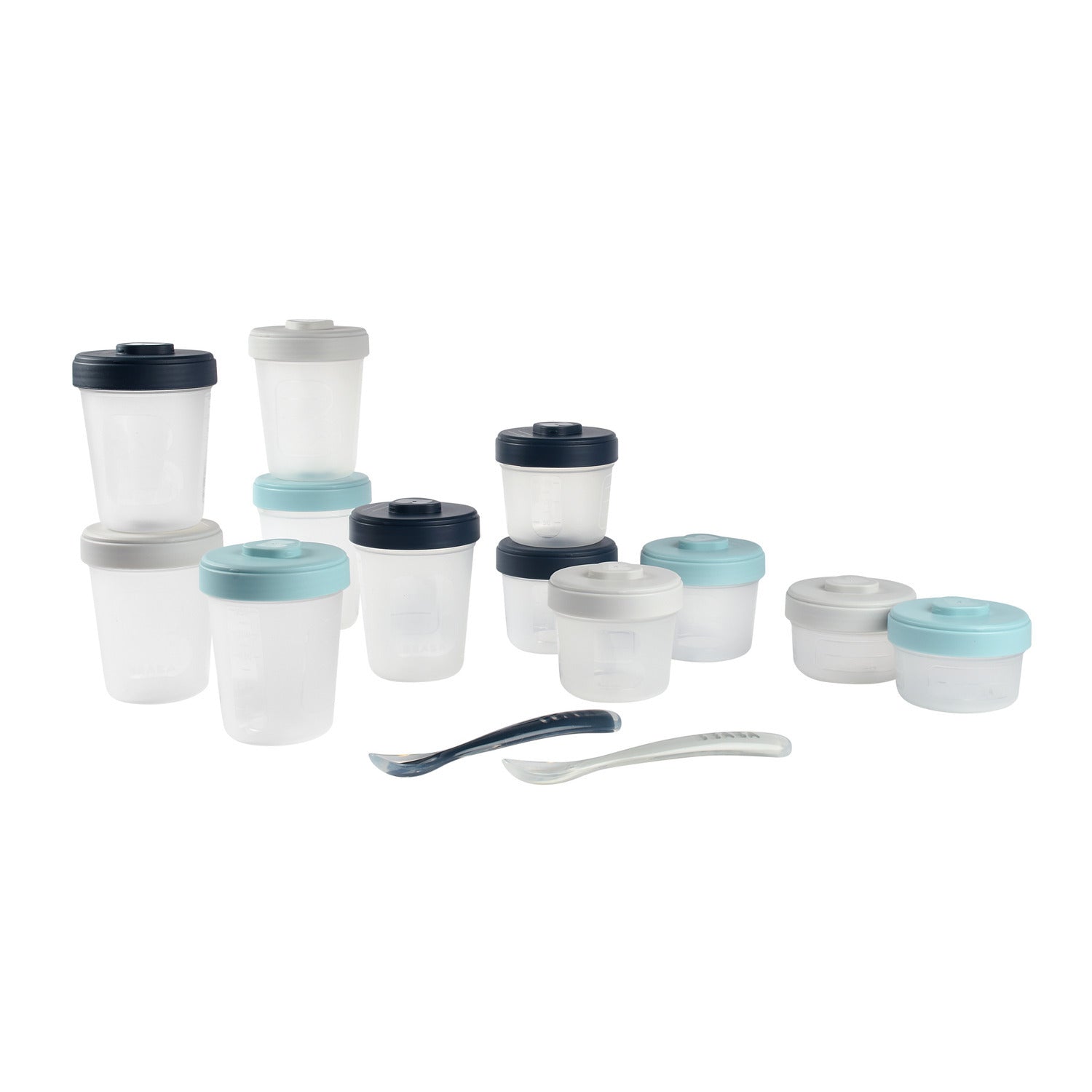 Pack premiers repas (12 portions + 2 cuillères) Bleu/Gris