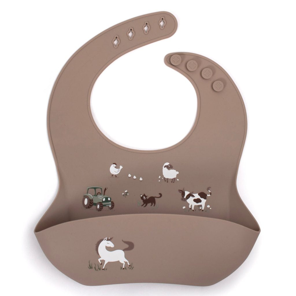 Bavoir silicone imprimé - A la ferme