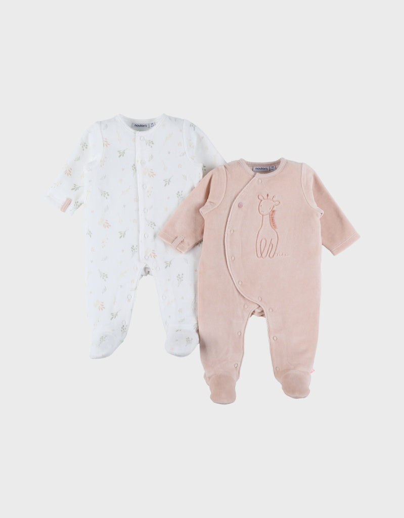 Pyjama giraffe (2 stuks) Flowers & Peach - 1M