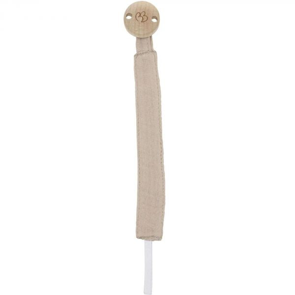 attache sucette gaze de coton/bois biscuit