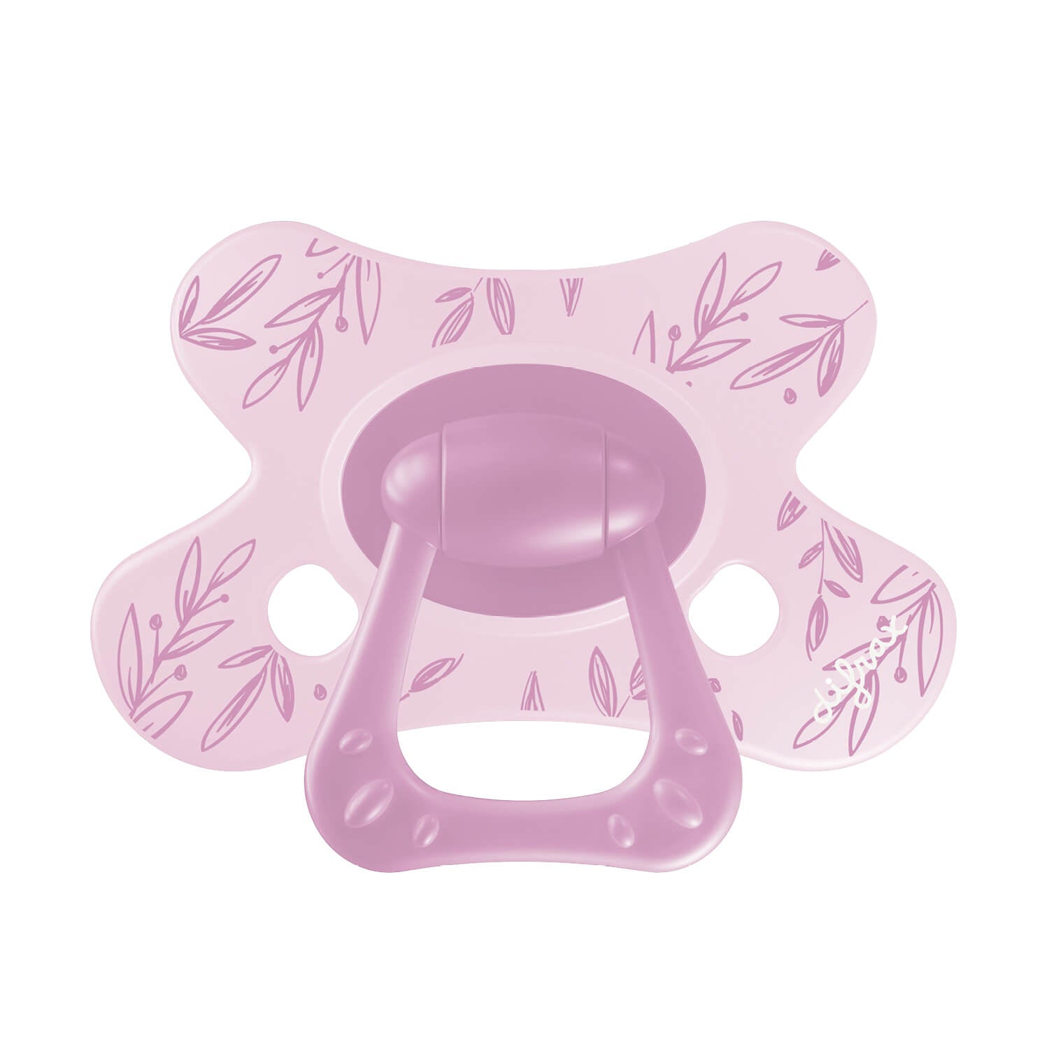 Difrax Sucette Natural 12M+ Berry Pink Leafs - 804B34