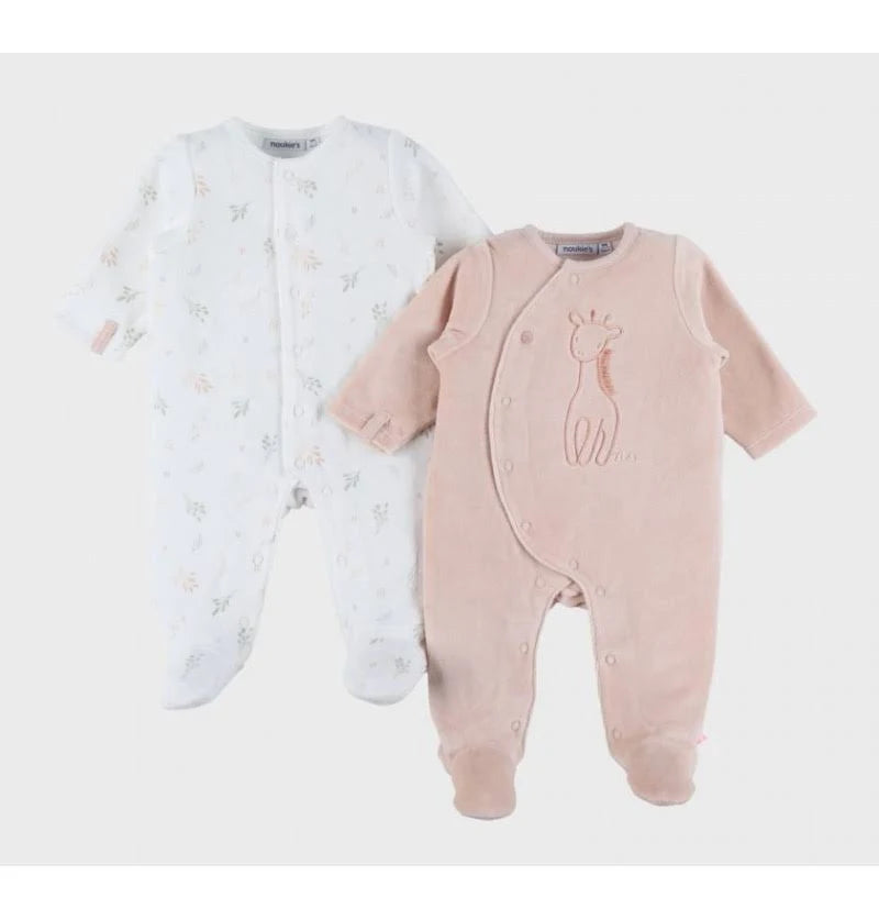 Lot de 2 dors-bien velour girafe 0m