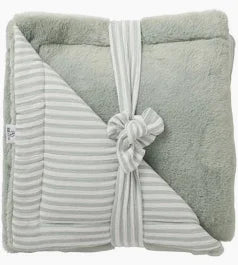 Couverture Luxe rayé vert de gris – Soft Stripes